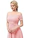 Dressystar Women's Lace Cocktail Dress Hi-Lo Off Shoulder Bridesmaid Swing Formal Party Dress 0042 Blush S