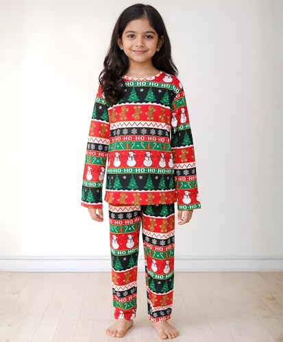 Image of Anthrilo Pure Cotton Printed Pyjama Set for Girls | Sleepwear | Night Suit, Night Wear | Long Sleeves T-Shirt & Pyjama | Regular Wear | 0-14 Years