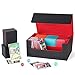 Scimi Grand Arsenal Trading Card Box TCG Deck Storage Case Holds 1200 Cards Fits Sport Cards, MTG, YuGiOh, Pokemon Cards (Black/Red)