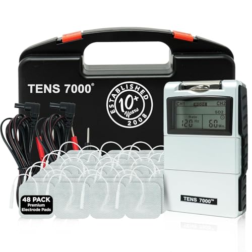 TENS 7000 Unidad digital TENS con accesorios y 48 almohadillas de electrodos - Unidad TENS...