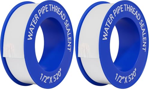 Image of D-NYX 1, 4 or 5 Rolls 1 /2 Inch(W) X 520 Inches(L) Teflon Plumbers Tape, Duct Sealant Tape for Shower Head, Plumbing Thread Tap, Water Pipe Sealing Plumbers PTFE Thread Seal (2 Pack)