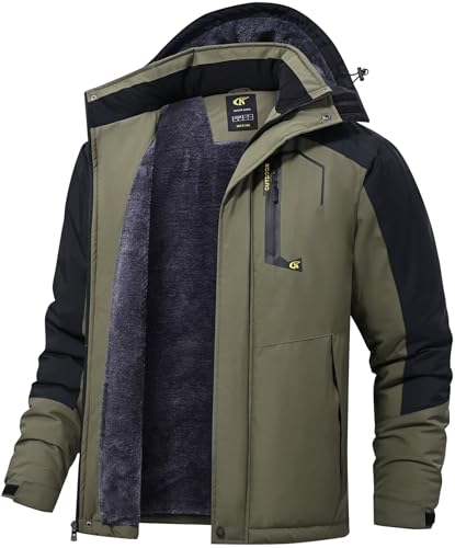Image of QPNGRP Mens Waterproof Fleece Ski Jacket Windproof Winter Snow Coat