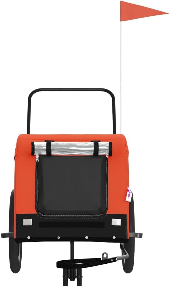 Pet Bike Trailer for Small Dogs, Foldable Dog Bicycle Trailer with Mesh Windows and Safety Reflectors, Durable Oxford Fabric, Support up to 99 lbs, Orange