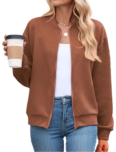 PANOZON Damen Baseball Jacke Reißverschluss Langarm Jacke Casual...