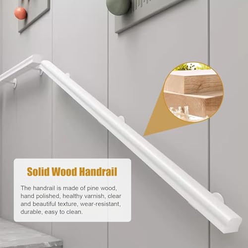Barre de support murale blanche de 90 cm à 6 m pour escalier bois - 4