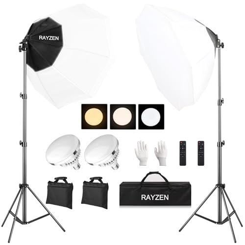 Amazon | RAYZEN 70cm八角形ソフトボックス 撮影照明キット, 3色温度