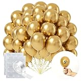 Lumjoy Gold Balloons 50pcs 5 Inch 12cm Small Mini Decorative Latex Metallic Party Balloons for Birthday Baby Shower Wedding Engagement Graduation Festival Party Decorations…