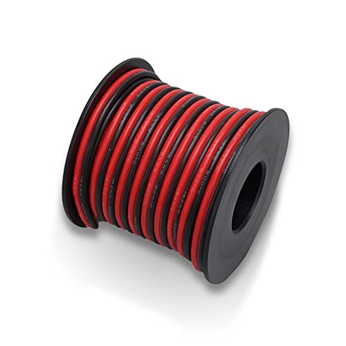 Cable de conexión de alambre eléctrico de silicona 16 AWG Total 20 metros [10 metros negro y 10 metros rojo] Carrete de alambre de cobre estañado trenzado resistente a altas temperaturas sin oxígeno Cover
