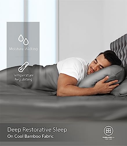 Image of Threadmill Rayon Bamboo Twin XL Sheets for Twin XL Size Bed, 3 Piece Cooling Bed Sheets Set Dark Grey - Silky Soft, Lightweight, Breathable -15 Inch Deep Pocket -Moisture Wicking & Temp Regulating | 15 inch Deep Pocket, Cooling Sheet, Breathable, Lightweight, OEKO-TEX Certified