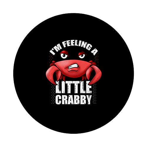 Funny Crabs Cartoon Crab Kids Lobster A Little Crabby PopSockets Swappable PopGrip, Black - Image 3