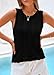 KIRUNDO Beach Vacation Clothes for Women Spring Summer Crochet Sweater Vest Tank Tops Cover Ups Resort Cruise Outfits 2026(Black, Large)