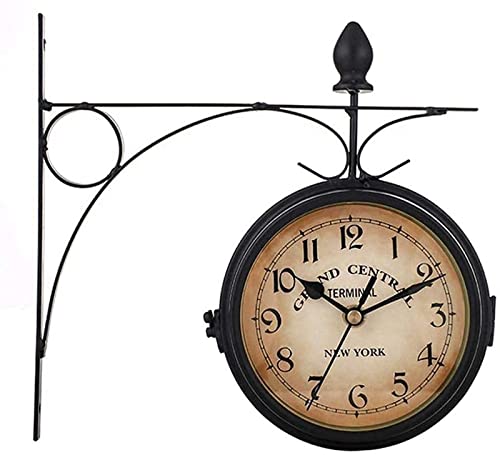 CKKNILV Wall Clock Art Clock Double Sided Wall Clock,Retro Wall Clock Outdoor Garden Wall Clock Outdoor Indoor Garden Wall Clock, Silent Non Ticking Wall Decor Clock