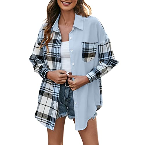 Veste mi-longue femme contre le froid de l'automne en patchwork imprimé plaid