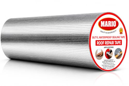 Image of Mario Extra Wide Butyl Waterproof Tape 12 Inch (300MM /30CM) x 5M | Industrial Strength Self-Adhesive Rubber Foil for Terrace Leak, Roof, Wall Crack, Pipe & Large Surface Waterproofing