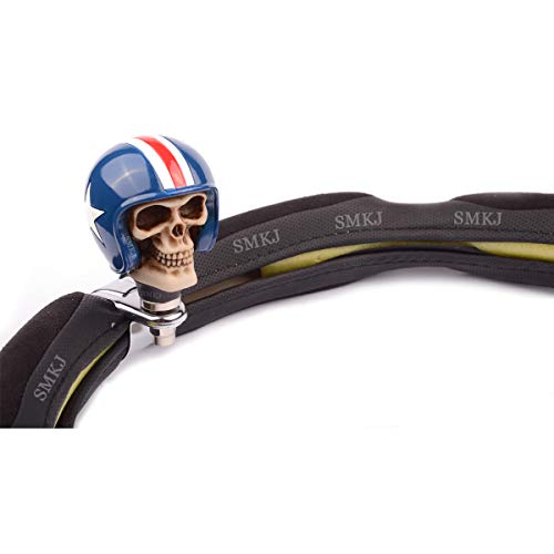 Smkj Skull Head Hat Steering Wheel Spinner Konb Handle Powerball Booster Spin Knob Clamp Fit For Universal Car (Blue) #TOP4