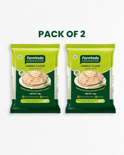 Image of Farm Veda Jowar Flour (Sorghum Flour) - 2 Kg | Millet Flour | Gluten-Free | High Protein | 100% Natural | Kneads Smoothly Without Hot Water | Ready in Minutes
