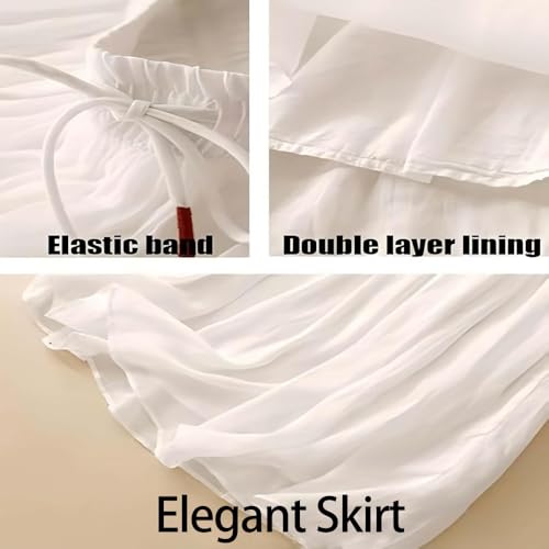 HUIQINGLI Wrap Around A Line Linen Skirt, Women Fashion Casual Retro Flowing Drawstring Waist Soft Lightweight Maxi Skirt3