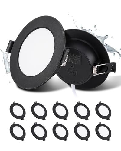 Spot LED Encastrable Rond Noir Luminaire Finition Premium IP44