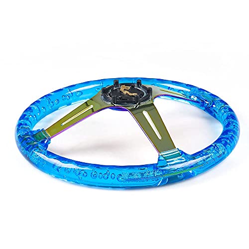 13.8”Racing/Golf Cart Steering Wheel for Club Car DS and Club Car Precedent EZGO Yamaha 6 Bolts Neo Chrome Spokes Racing Sports Steering Wheel