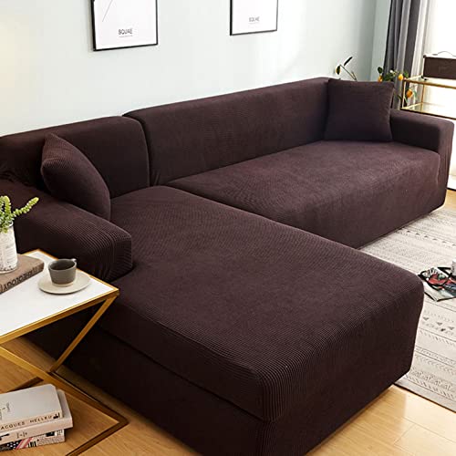 Housse de canapé en L extensible avec fond élastique pour un ajustement parfait - 2