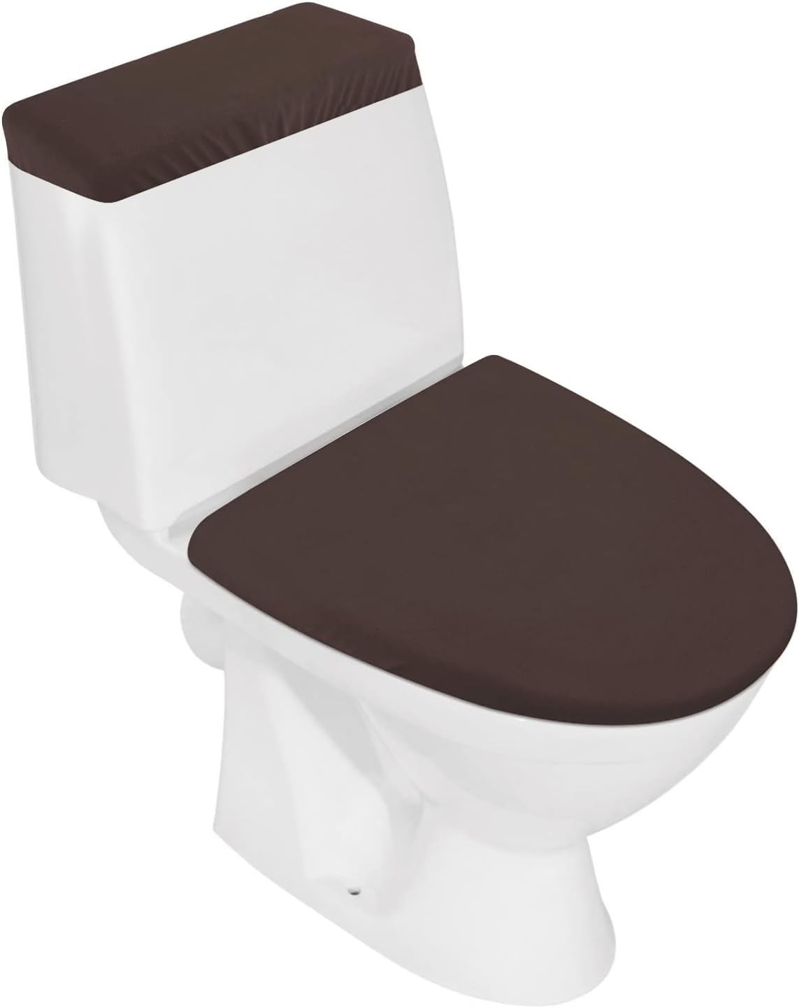 Toilet Lid and Tank Cover Set, Stretchy, Washable, Spandex Fabric, Bathroom Seat Protector - Fits Most Toilets (Coffee 2 Pack)