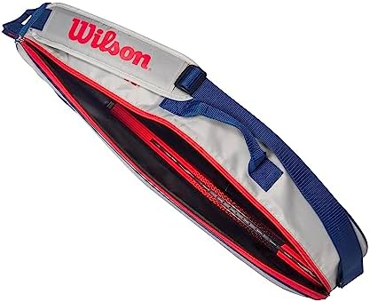 WILSON Mochila de tênis júnior - cinza/vermelha, comporta até 2