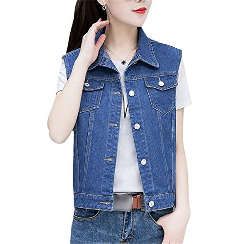 Gilet en jean déchiré femme veste sans manches mi-saison en denim M
