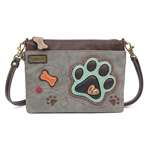 CHALA Paw Print Mini Crossbody Handbag Dog Lovers Gift, Dog Mom Convertible Straps with Metal Paw Charm Combo2