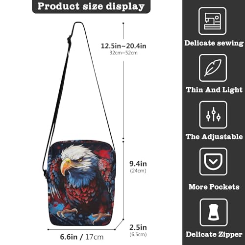 Crossbody Bag Bald Eagle 4th Of July Independence Messenger Bag for Women Men Purse Shoulder Bag Satchel Bag with Adjustable Strap 214B07083