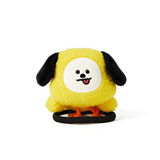 BT21 CHIMMY Character Plush Stuffed Animal Elastic Hair Tie Band Accessories for Girls, Yellow