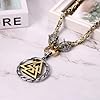 Oidea Viking Necklace for Men: Vintage Ouroboros Snake Valknut Runes Pendant with Wolf Head Byzantine King Chain Nordic Amulet Jewelry Gifts 24" Chain Silvergold #1