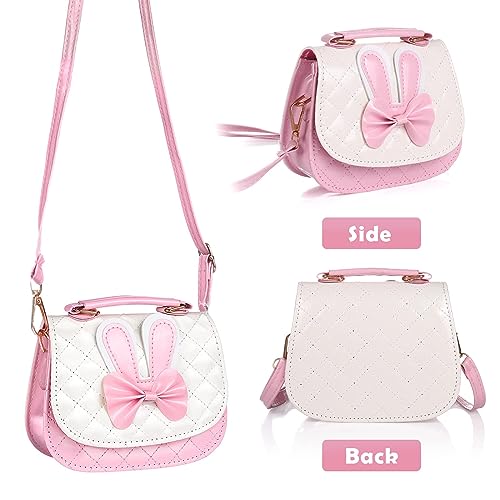 Gaethra Mädchen Taschen, Kinder Umhängetasche Handtasche Mädchen mit Süße Hasenohren und Schleife Crossbody Geldbörse Brieftasche Umhängetasche Handtasche Verstellbarem Gurt für Mädchen Teens Frauen