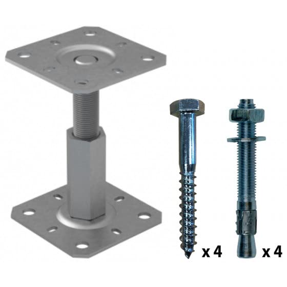 Pied de poteau réglable 100x100 130x130 pour support de terrasse et pergola bois