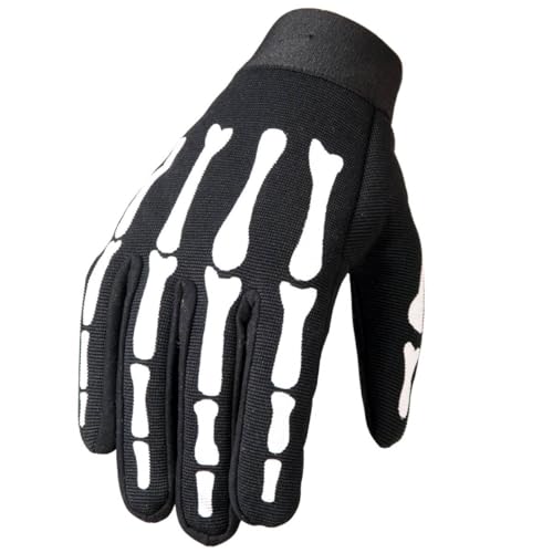 Hot Leathers Skeleton Mechanic Gloves (Black, Large)