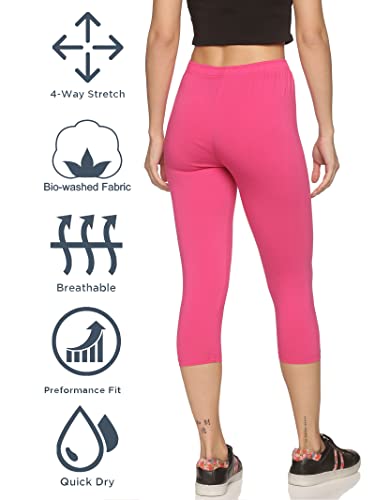 Image of OUTFLITS Women's Knee-Length Cotton Spandex Essential Capri Stretchy Leggings |Small - 2XL Adult |Yoga Leggings, Workout, Gym, Running 3 /4th Leggings for Women(OFLLC)