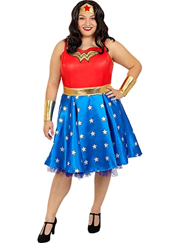 Funidelia | Disfraz de Wonder Woman clásico para mujer Mujer Maravilla, Superhéroes, DC Comics   Disfraz para adultos y divertidos accesorios para Fiestas, Carnaval y Halloween   Talla XL   Rojo