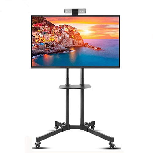 Mobile TV Cart Mount Rolling TV Stand with Wheels and Shelves Height Adjustable