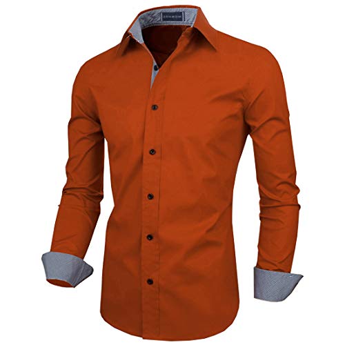 Image of Zombom Men's Solid Cotton Blend Regular Fit Full Sleeve Collared Neck Casual Shirt for Men