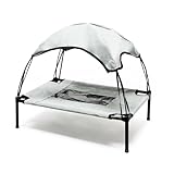 Wiltec Hundebett mit Dach Grau 91 x 76 x 16 cm Größe L bis 35 kg Outdoor Katzenliege Haustier Schlafplatz Sonnendach