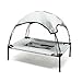 Wiltec Hundebett mit Dach Grau 91 x 76 x 16 cm Größe L bis 35 kg Outdoor Katzenliege Haustier Schlafplatz Sonnendach