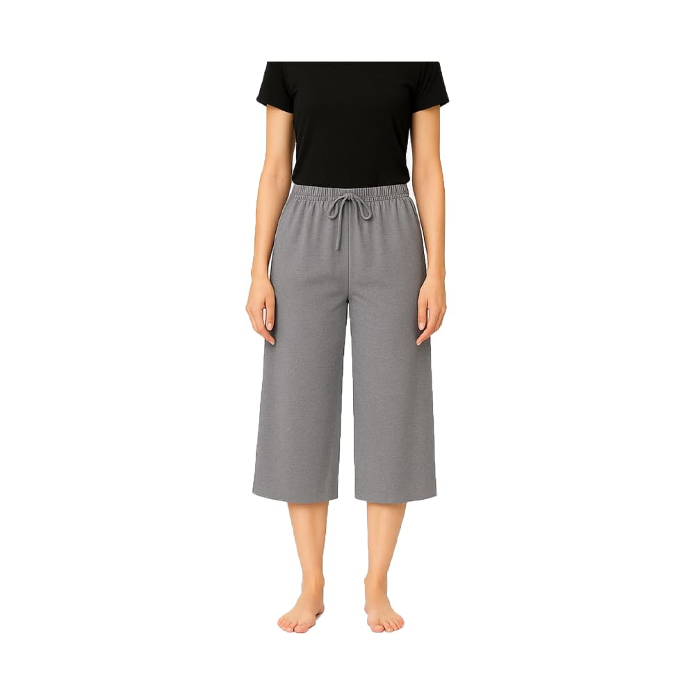 Womens Cotton Plain 3/4th Capri For Girls (Grey) Single Pack-picture-17