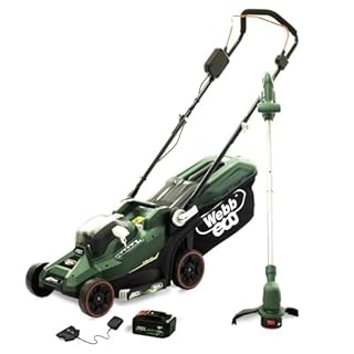 Webb Eco WEV20LM33LT25B4 20V 33cm (14″) Cordless Rotary Lawnmower and 25cm Line Trimmer (Twin Pack) 4Ah Battery & Charger included