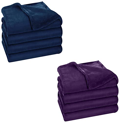 Utopia Bedding Fleece Blankets Bundle Pack Of Navy And Purple Throw Size Bed Blankets #TOP21