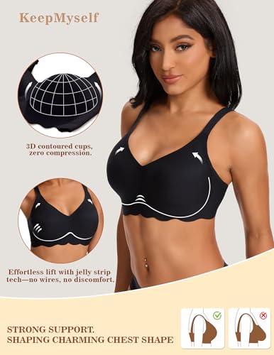 Image of Wireless Bras for Women No Underwire Wave Push Up Bra Seamless Bras Full Coverage Lift Everyday Bras