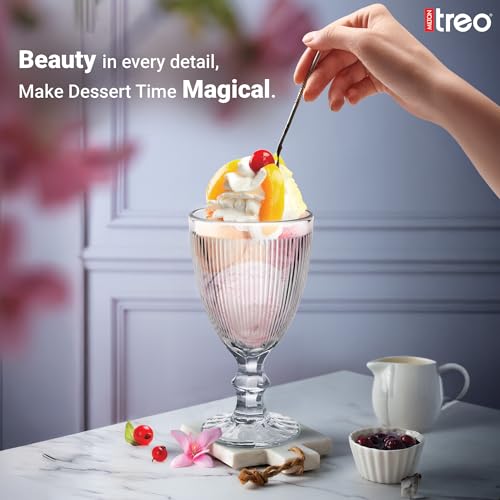 Image of Treo by Milton Victoria Goblet 300 ml I Tall Dessert Bowls with Wide Mouth for Easy scooping Ideal for Serving Sundaes ice Cream or Layered Desserts I for cafes, Parties, or Treats at Home I Set of 6