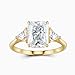 Myornavita 3ct Moissanite Rings for Women, 3 Stone Square Radiant Cut D Color VVS1 18K Gold Plated 925 Sterling Silver, Cut Lab Created Diamond Wedding Promise Fashion Jewelry