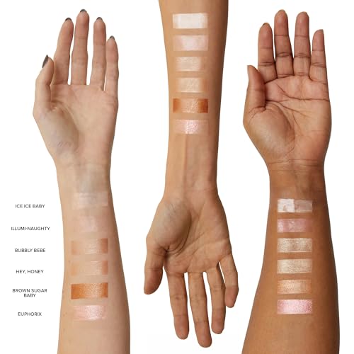 Nudestix Nudies Glow Cream Highlighter Bronze + Glow 3-in-1 All Over Face Colour for Eyes, Cheeks, Lips w/Blending Brush (Ice Ice Baby)