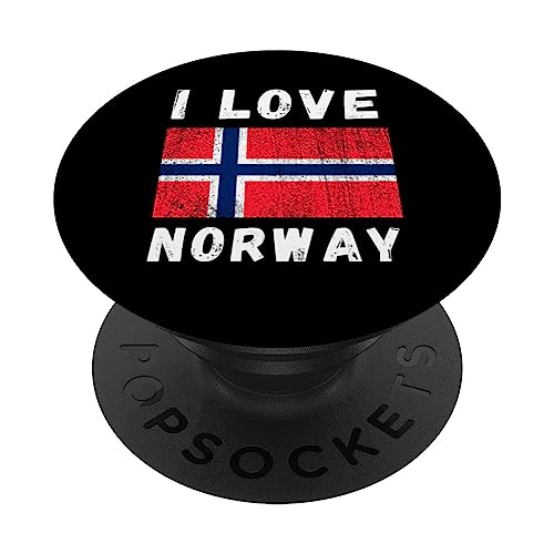 Recuerdo noruego vintage de viaje familiar con el nombre «I Love Norway» PopSockets PopGrip Intercambiable