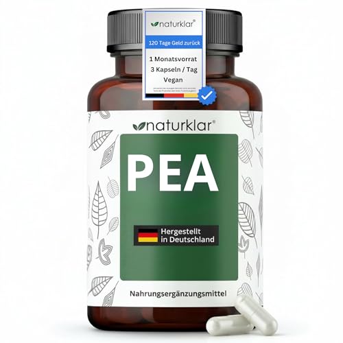 PEA Kapseln hochdosiert 1200mg PEA je Tagesportion Palmitoylethanolamid vegan ohne unerwünschte Zusatzstoffe laborgeprüft 90 Kapseln Made in Germany