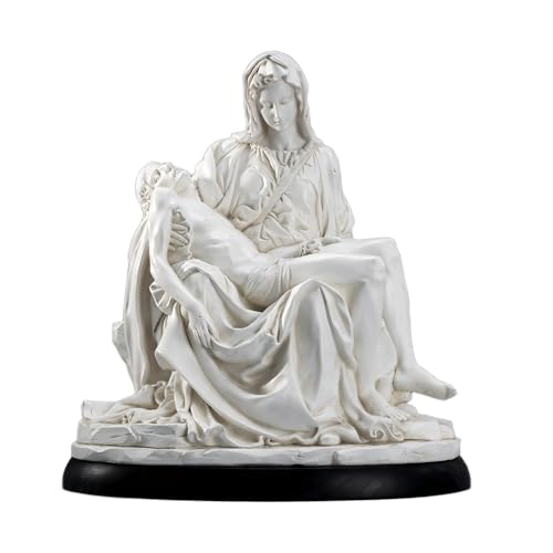 ShineOnAngel Pieta Statue - Michelangelos Piet Replica Sculpture - Hand Painted Antique White Jesus and Holy Mother Madonna 10 Inch Renaissance Home Decoration Collection